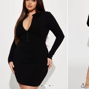 Fashion Nova Black Plunge Bodycon Mini Dress Size 3x